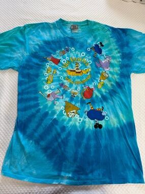 Liquid Blue Tie-Dye Yellow Submarine Beatles T-Shirt - Blue/Teal